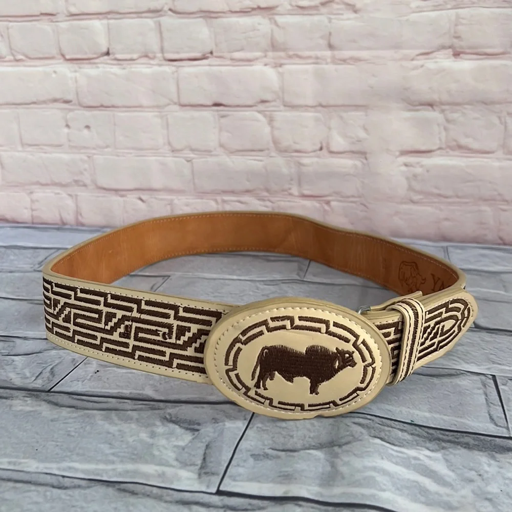 western cowgirl animal print embroidery belt size 36